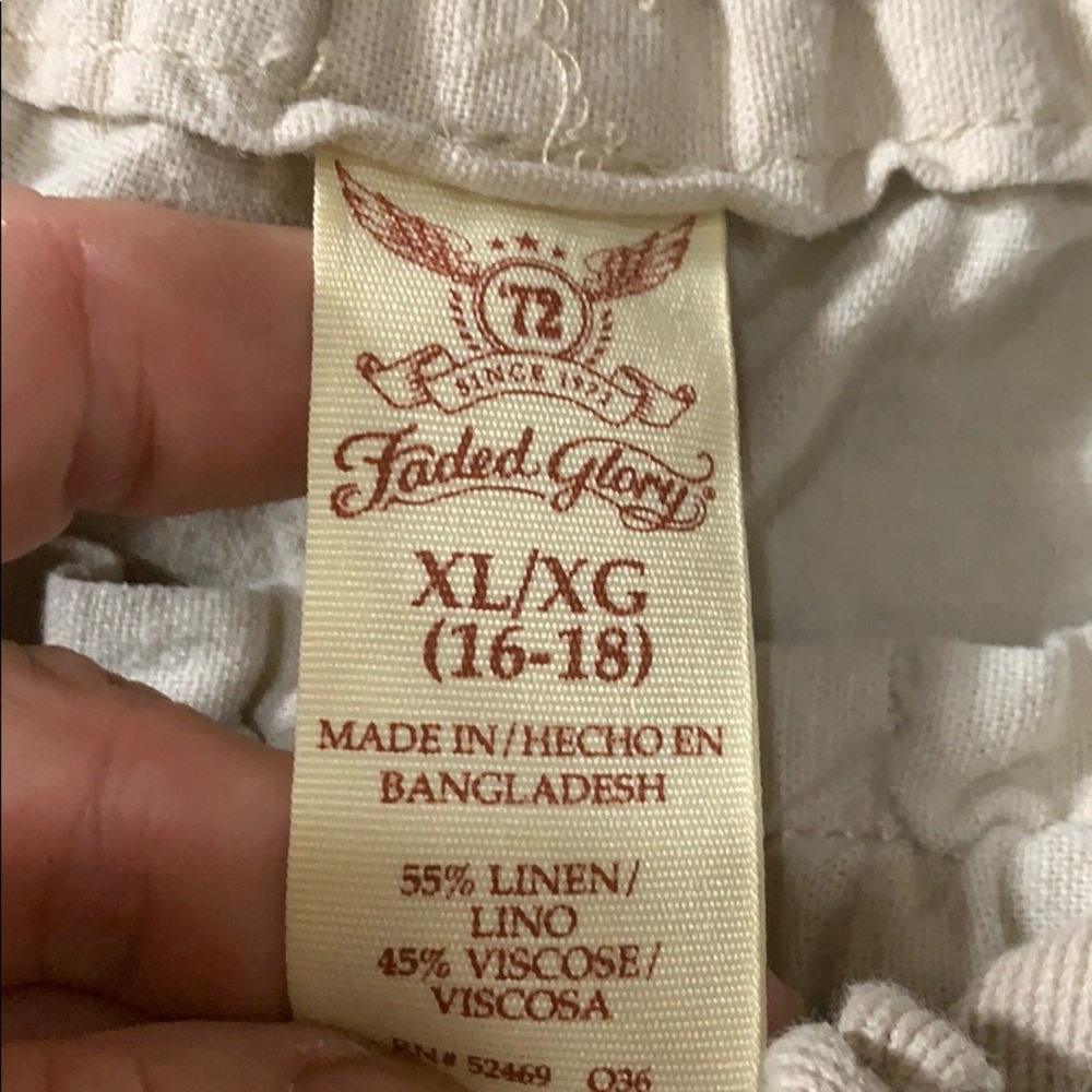 Faded Glory khaki colored pants 55% linen size XL - Picture 7 of 7